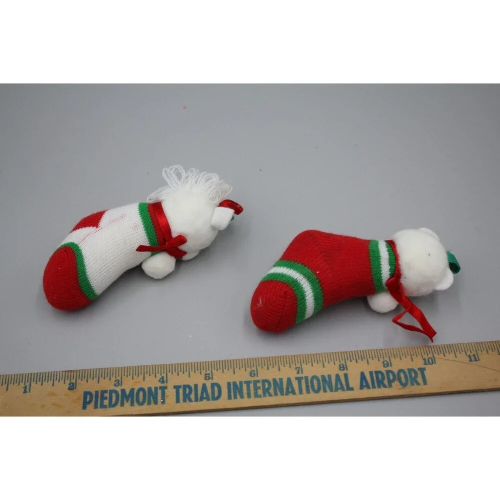 Vintage Stockings MCM Christmas Decor Lot Of 4 Unicorn Bear Sock Reindeer Mouse